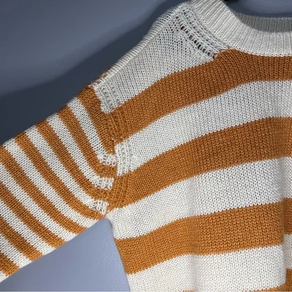 POL | Women's Sweater Crewneck Oversized Chunky Striped Knit Wool Blend