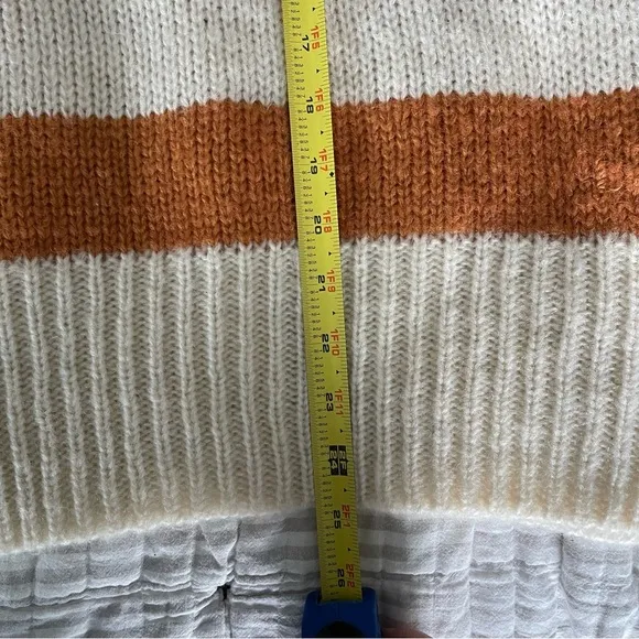 POL | Women's Sweater Crewneck Oversized Chunky Striped Knit Wool Blend