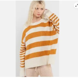 POL | Women's Sweater Crewneck Oversized Chunky Striped Knit Wool Blend
