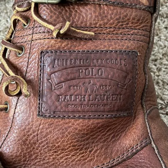Polo Ralph Lauren Boots Mens Size 10 Brown Radbourne High Leather Lace Up Shoes