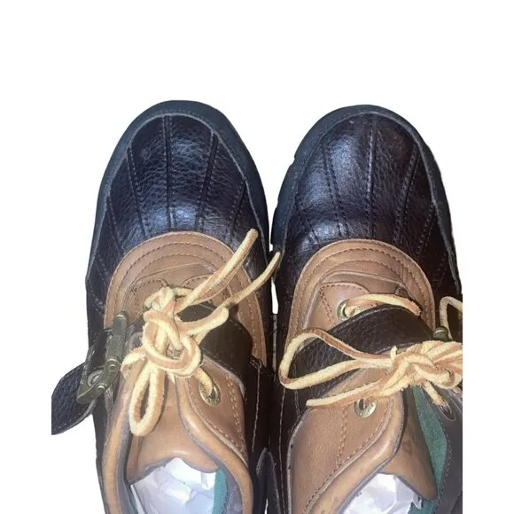 Polo Ralph Lauren Dover Duck Ankle Boots Size 9D Brown Leather Lace Up Buckle