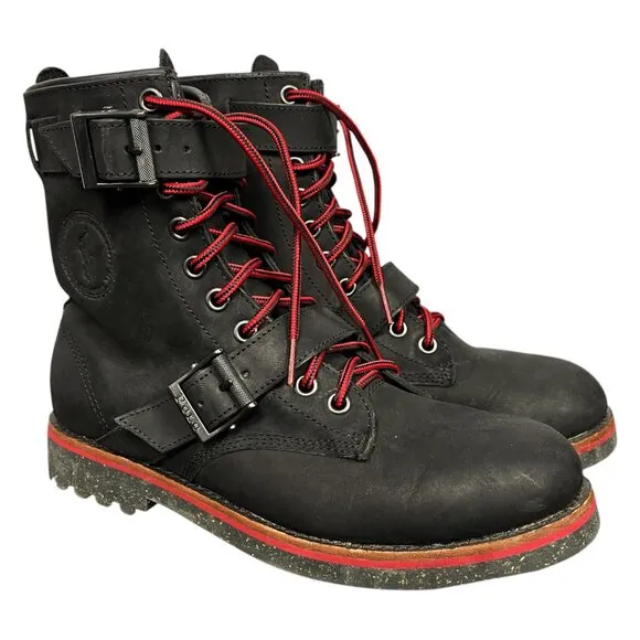 Polo Ralph Lauren Maurice Black Leather Lace Up Boots Mens 8.5