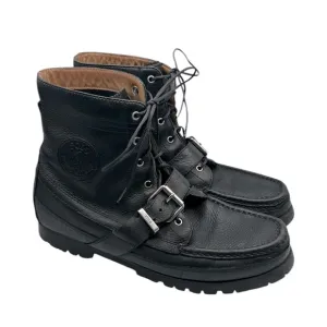 Polo Ralph Lauren Men's Black Genuine Leather Ranger Buckle Moto Boots Size 11
