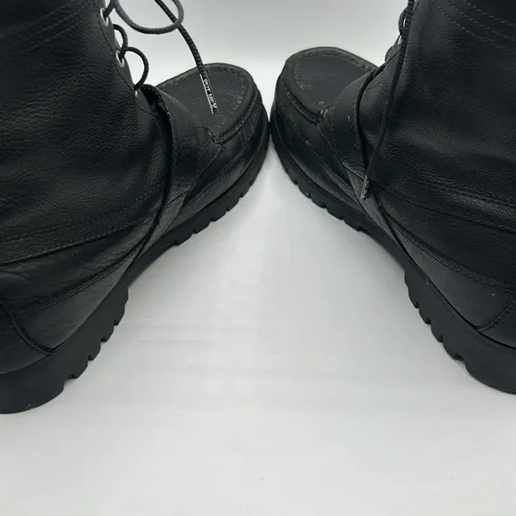 Polo Ralph Lauren Men's Black Genuine Leather Ranger Buckle Moto Boots Size 11