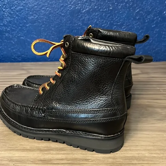 POLO RALPH LAUREN MEN’S WILINGCOTT BLACK LEATHER BOOTS 9D