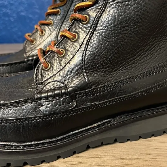 POLO RALPH LAUREN MEN’S WILINGCOTT BLACK LEATHER BOOTS 9D