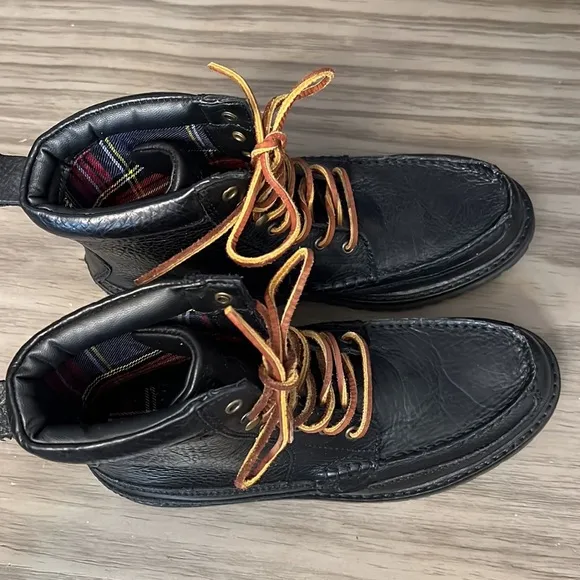 POLO RALPH LAUREN MEN’S WILINGCOTT BLACK LEATHER BOOTS 9D