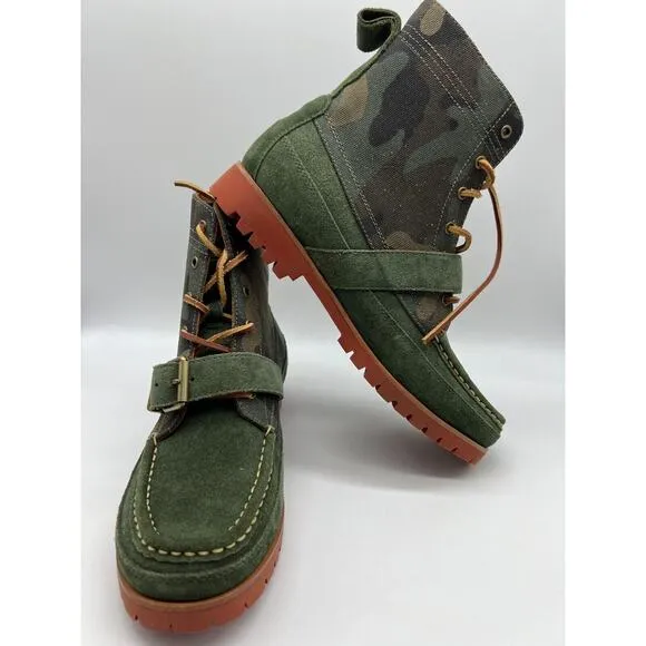 Polo Ralph Lauren Polo Country Green Ranger Camo Ankle Boots Mens Size 9.5 NEW