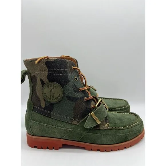 Polo Ralph Lauren Polo Country Green Ranger Camo Ankle Boots Mens Size 9.5 NEW