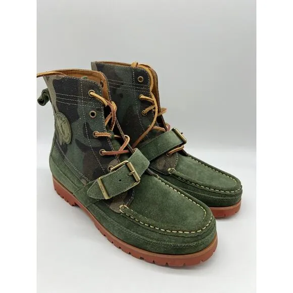 Polo Ralph Lauren Polo Country Green Ranger Camo Ankle Boots Mens Size 9.5 NEW