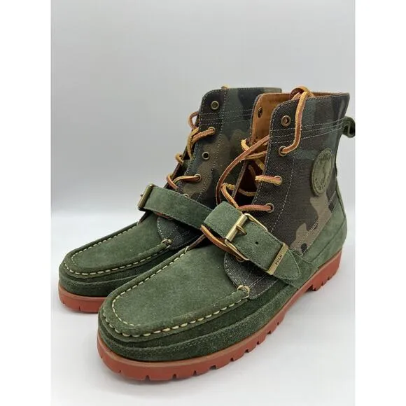 Polo Ralph Lauren Polo Country Green Ranger Camo Ankle Boots Mens Size 9.5 NEW
