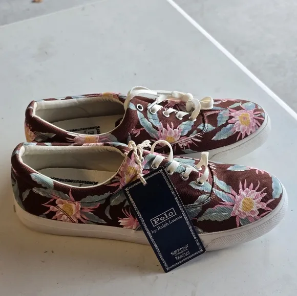 Polo Ralph Lauren Sneakers Men 11.5D Harpoon Hoffman Floral Fabrics Colorful