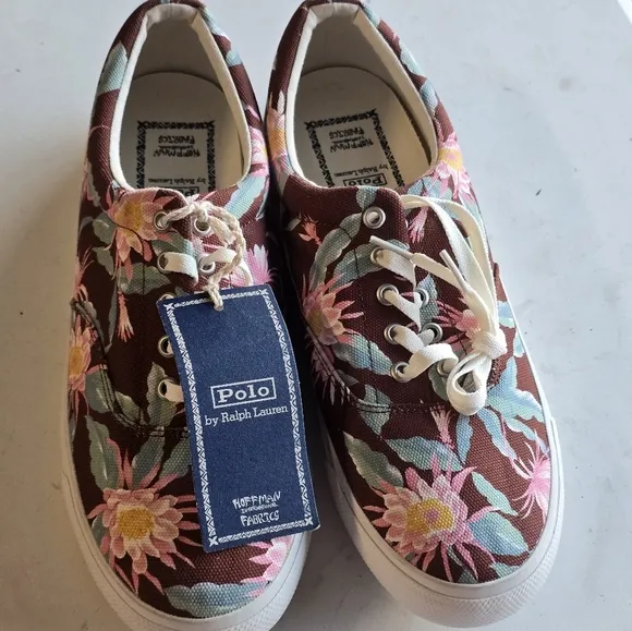 Polo Ralph Lauren Sneakers Men 11.5D Harpoon Hoffman Floral Fabrics Colorful