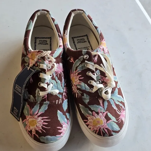 Polo Ralph Lauren Sneakers Men 11.5D Harpoon Hoffman Floral Fabrics Colorful