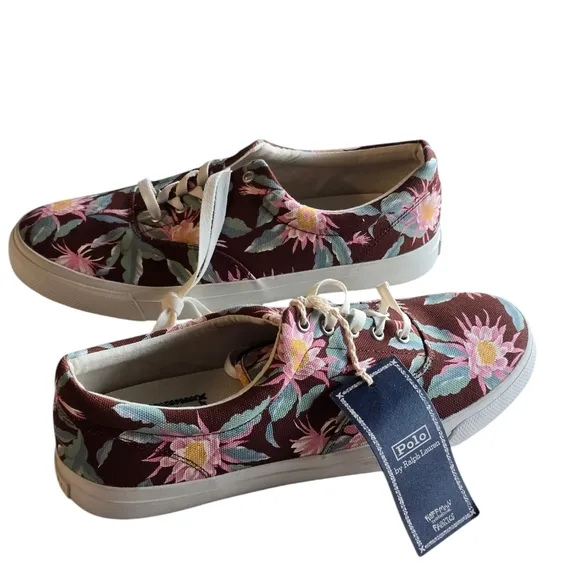 Polo Ralph Lauren Sneakers Men 11.5D Harpoon Hoffman Floral Fabrics Colorful