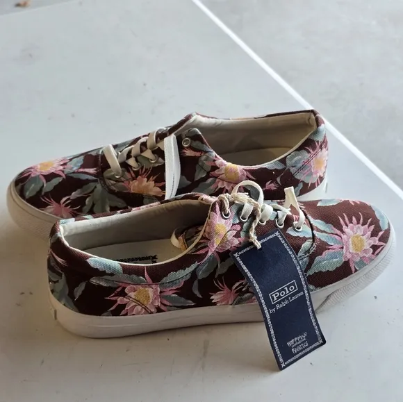 Polo Ralph Lauren Sneakers Men 11.5D Harpoon Hoffman Floral Fabrics Colorful