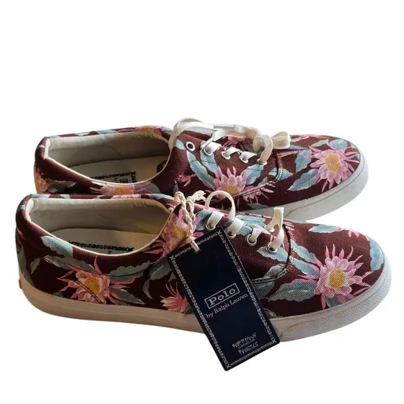 Polo Ralph Lauren Sneakers Men 11.5D Harpoon Hoffman Floral Fabrics Colorful