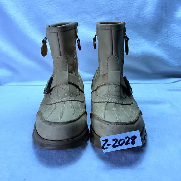 Polo Sport Ralph Lauren Boots Mens 10.5 Yellow Leather Buckle Double Zip VTG