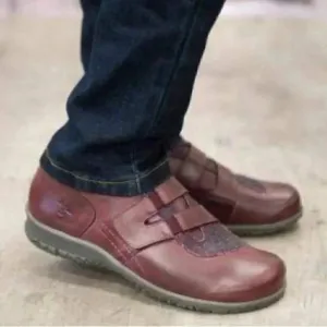 Portofino “ Berenjena Stretch“ orthodox friendly burgundy leather shoes 7