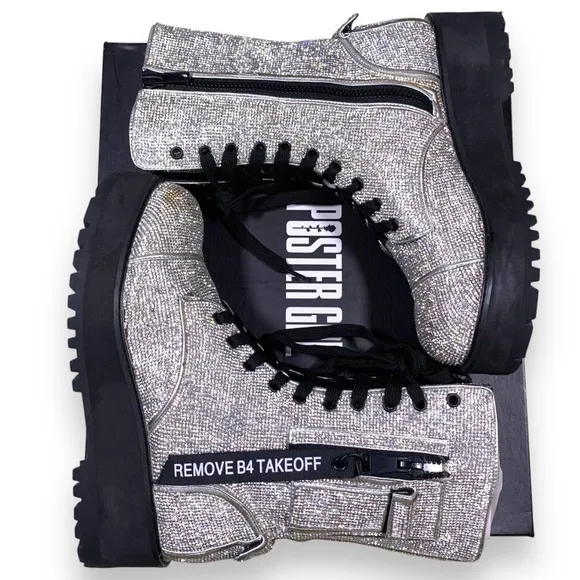 Poster Girl Billionaire Bling Boots Silver Size 10