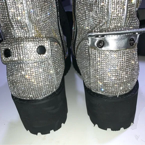 Poster Girl Billionaire Bling Boots Silver Size 10