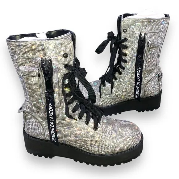 Poster Girl Billionaire Bling Boots Silver Size 10