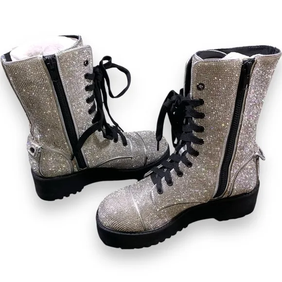 Poster Girl Billionaire Bling Boots Silver Size 10