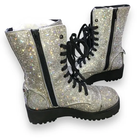 Poster Girl Billionaire Bling Boots Silver Size 10