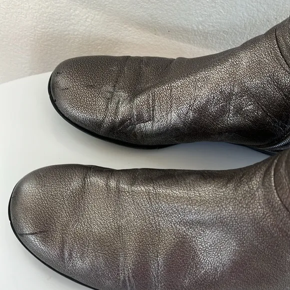 PRADA Calazature Donna Antracite Metallic Gray Silver Knee High Boots 37 Womens