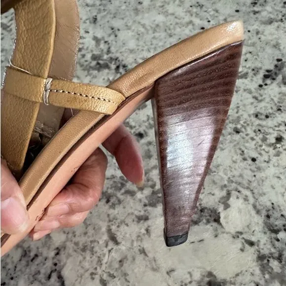 PRADA vintage 2000's beige leather copper chain slingback sandals size 37