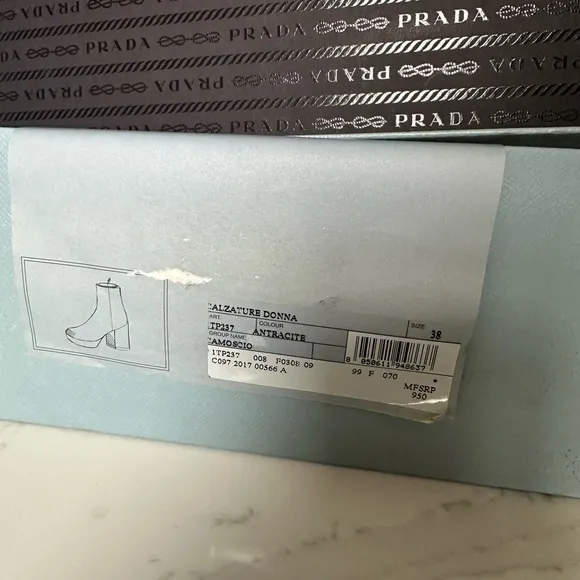 Prada Women's Gray Suede Ankle Boots
