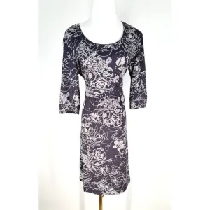 prAna Dress Women Large Gray Floral 3/4 Sleeve Athletic Yoga Lightweight