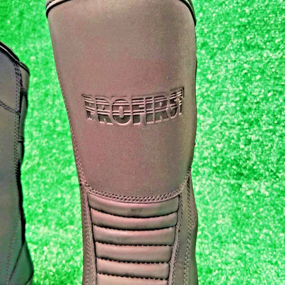 Profirst Biking Boots Men Size 12 Black Protective Waterproof Riding Side Zipper