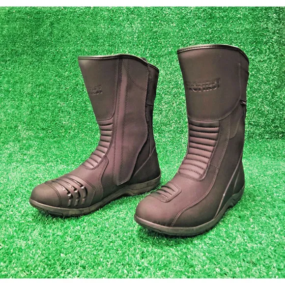Profirst Biking Boots Men Size 12 Black Protective Waterproof Riding Side Zipper