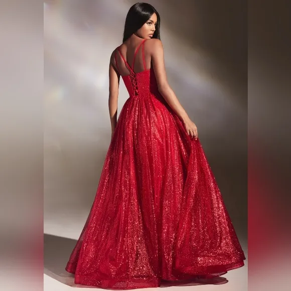 Prom dress, red,black,royal,emerald,silver,pink, open back layered ball gown