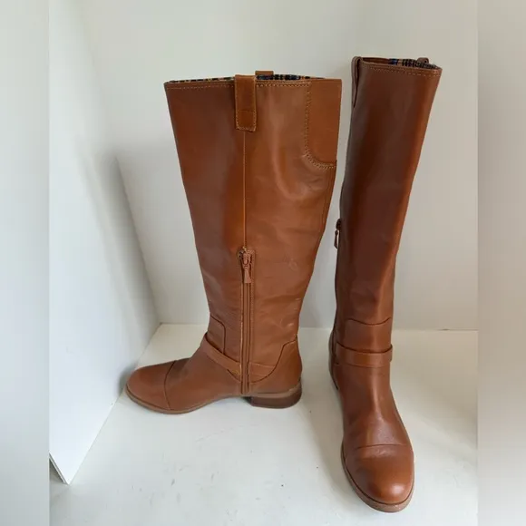 Rachel Roy Women's Desirey Leather Knee High Boots in Dark Natural Size 8