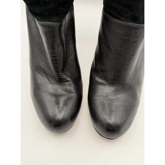 Rachel Zoe Womens Claudia Leather &amp; Suede Mid Calf Stack Heel Boots in Black 7.5