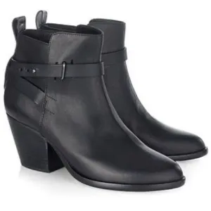 rag &amp; bone Black Leather Strappy ankle Boots Dalton Booties 39.5