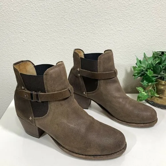Rag &amp; Bone DURHAM Ankle Boots Brushed Leather Brown Chelsea Size 39 US 9