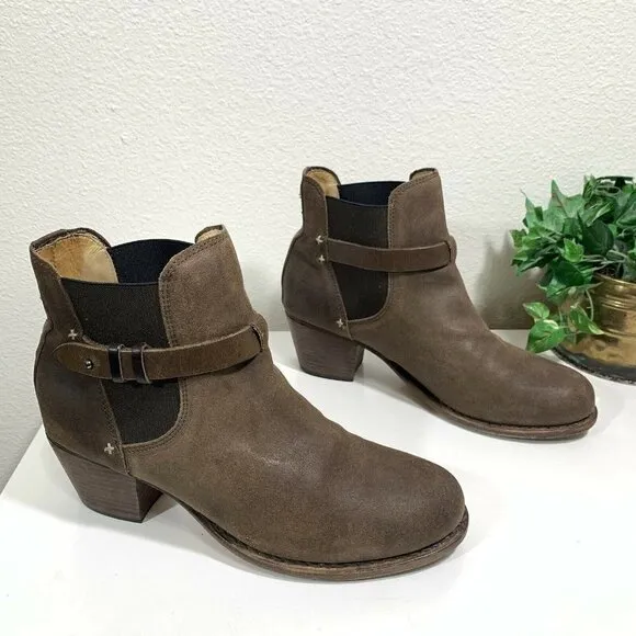 Rag &amp; Bone DURHAM Ankle Boots Brushed Leather Brown Chelsea Size 39 US 9