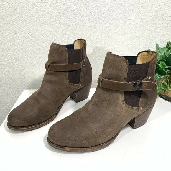 Rag &amp; Bone DURHAM Ankle Boots Brushed Leather Brown Chelsea Size 39 US 9