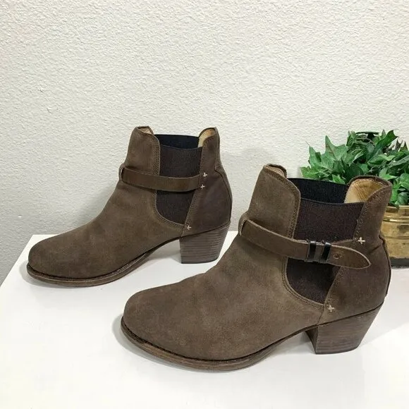 Rag &amp; Bone DURHAM Ankle Boots Brushed Leather Brown Chelsea Size 39 US 9