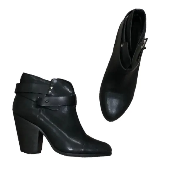 Rag &amp; Bone Harris Ankle Boots Booties Size 37 US 7 Black Leather