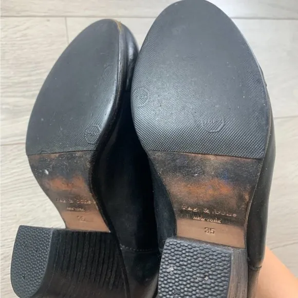 RAG &amp; BONE Harrow Black Leather Ankle Boots