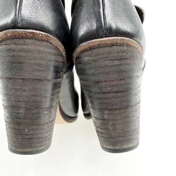 Rag &amp; Bone Harrow Black Leather Boots Bootie, Size 36.5