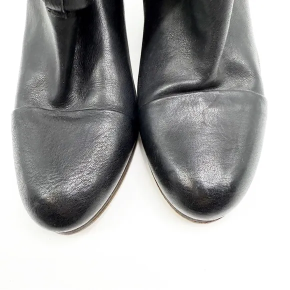 Rag &amp; Bone Harrow Black Leather Boots Bootie, Size 36.5