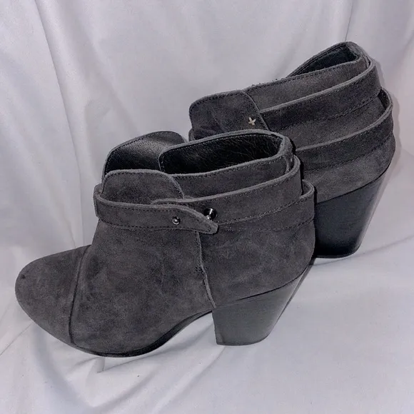 Rag &amp; Bone Harrow Suede Leather Bootie Darker Gray size 38.5