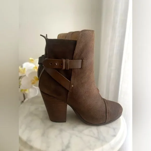 RAG &amp; BONE Kinsey Distressed Leather Ankle Boots Size 41 US 11