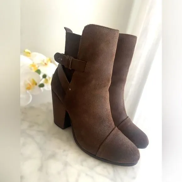 RAG &amp; BONE Kinsey Distressed Leather Ankle Boots Size 41 US 11