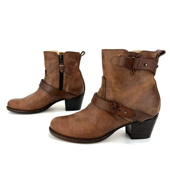 RAG &amp; BONE NEW YORK “HARPER” MOTO BOOT HANDMADE GOODYEAR BROWN 100% LEATHER